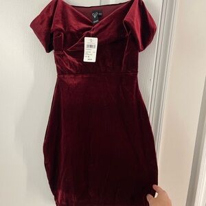 Elegant Burgundy Velvet Dress